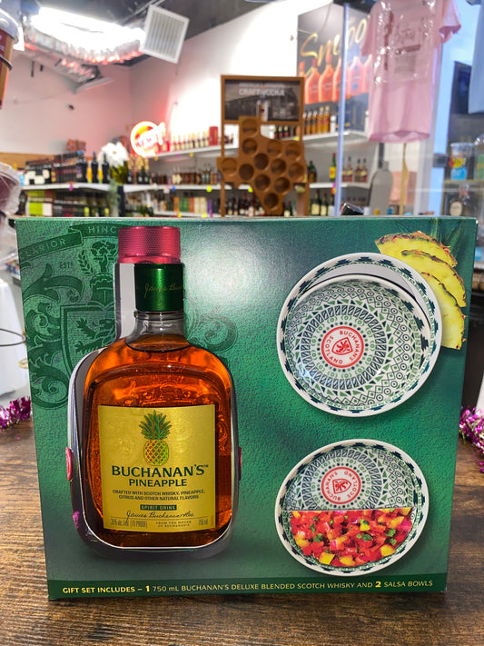 Buchanan’s Pineapple Gift Set (750mL w/ two salsa bowls)